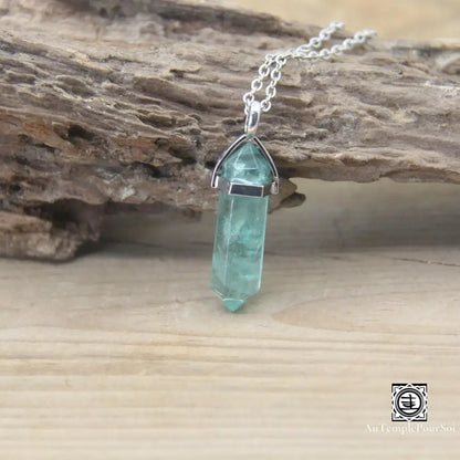 ’Harmonie Céleste’ Pendentif Hexagonal En Pierre Naturelle Fluorite Verte Pendentif