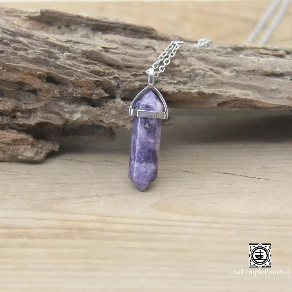 ’Harmonie Céleste’ Pendentif Hexagonal En Pierre Naturelle Kunzite Pendentif