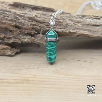 ’Harmonie Céleste’ Pendentif Hexagonal En Pierre Naturelle Malachite Pendentif