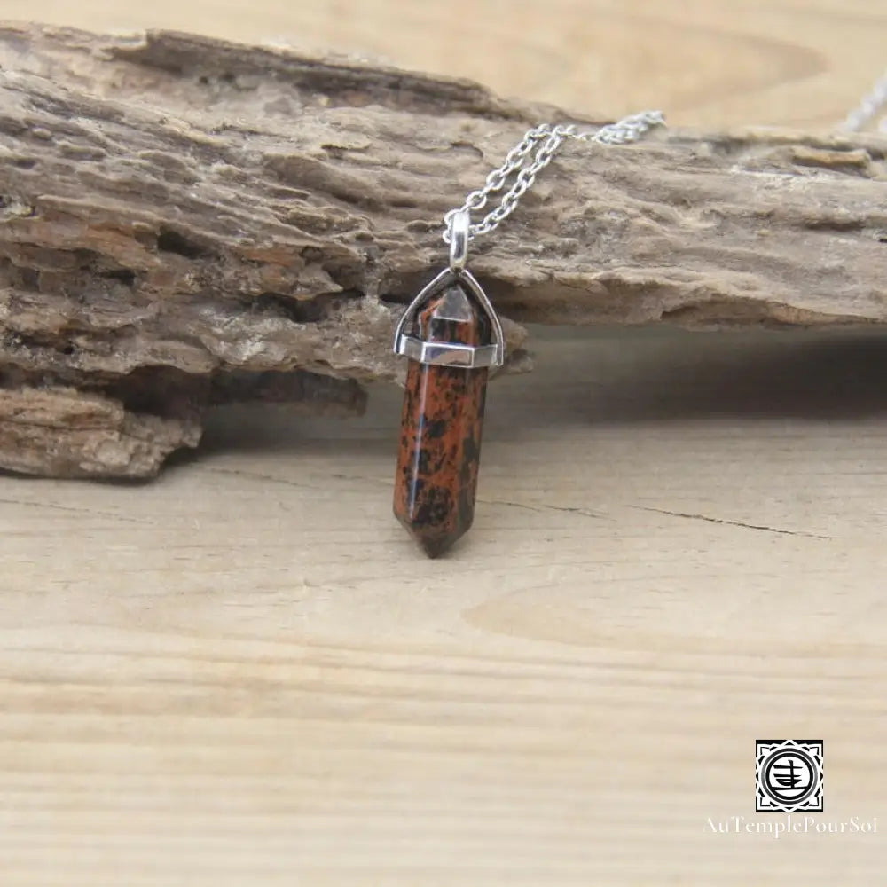 ’Harmonie Céleste’ Pendentif Hexagonal En Pierre Naturelle Obsidienne Mahagony Pendentif