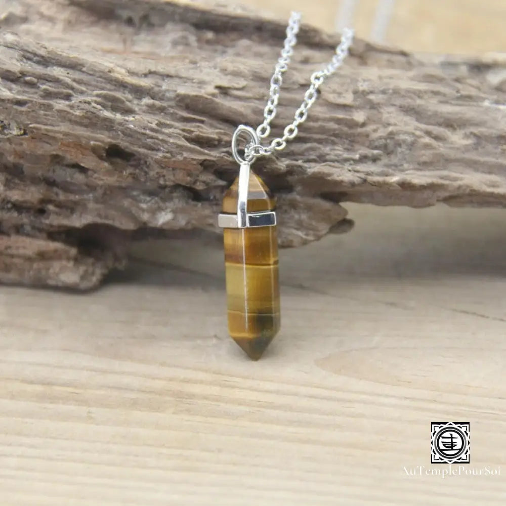 ’Harmonie Céleste’ Pendentif Hexagonal En Pierre Naturelle Oeil De Tigre Jaune Pendentif