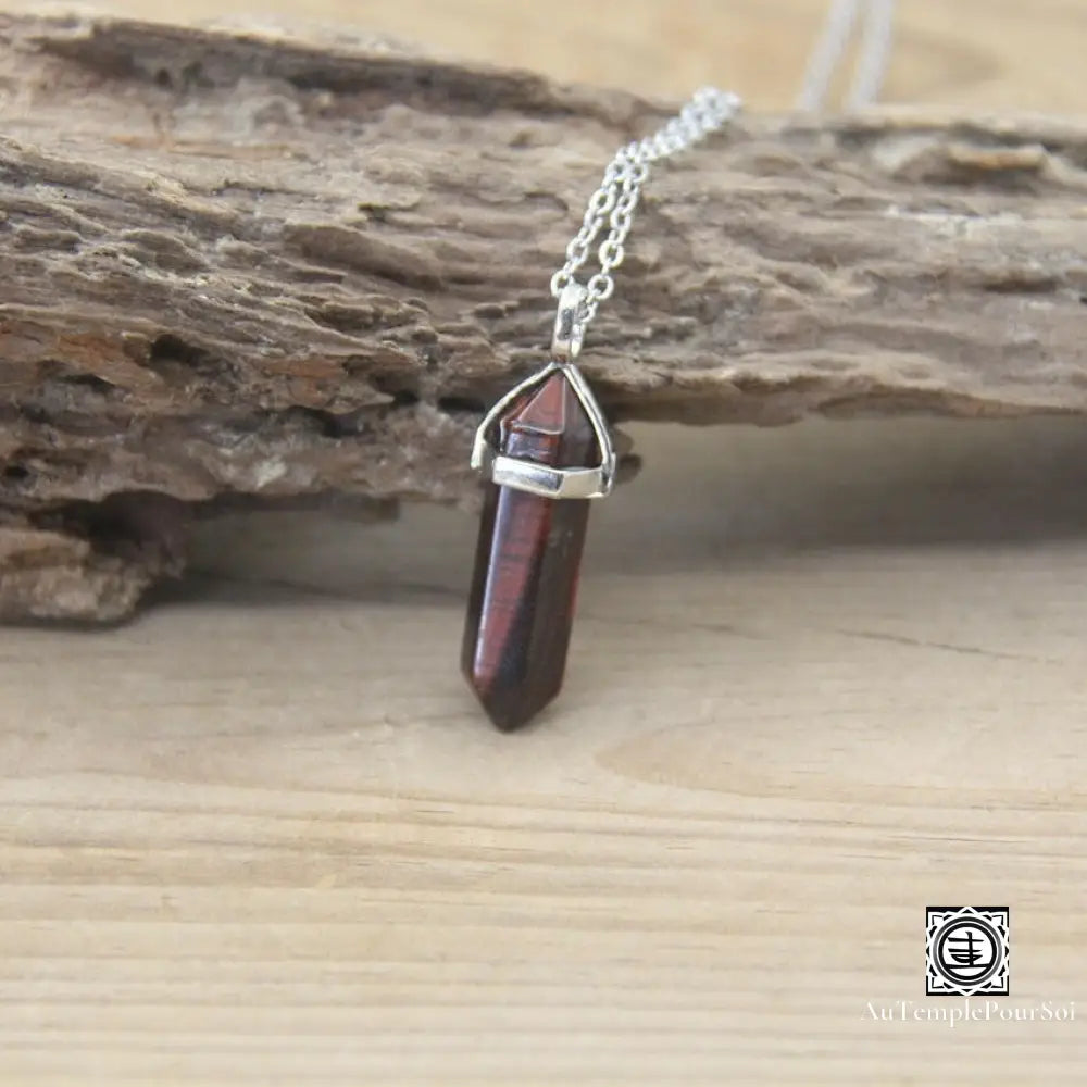 ’Harmonie Céleste’ Pendentif Hexagonal En Pierre Naturelle Oeil De Tigre Rouge Pendentif