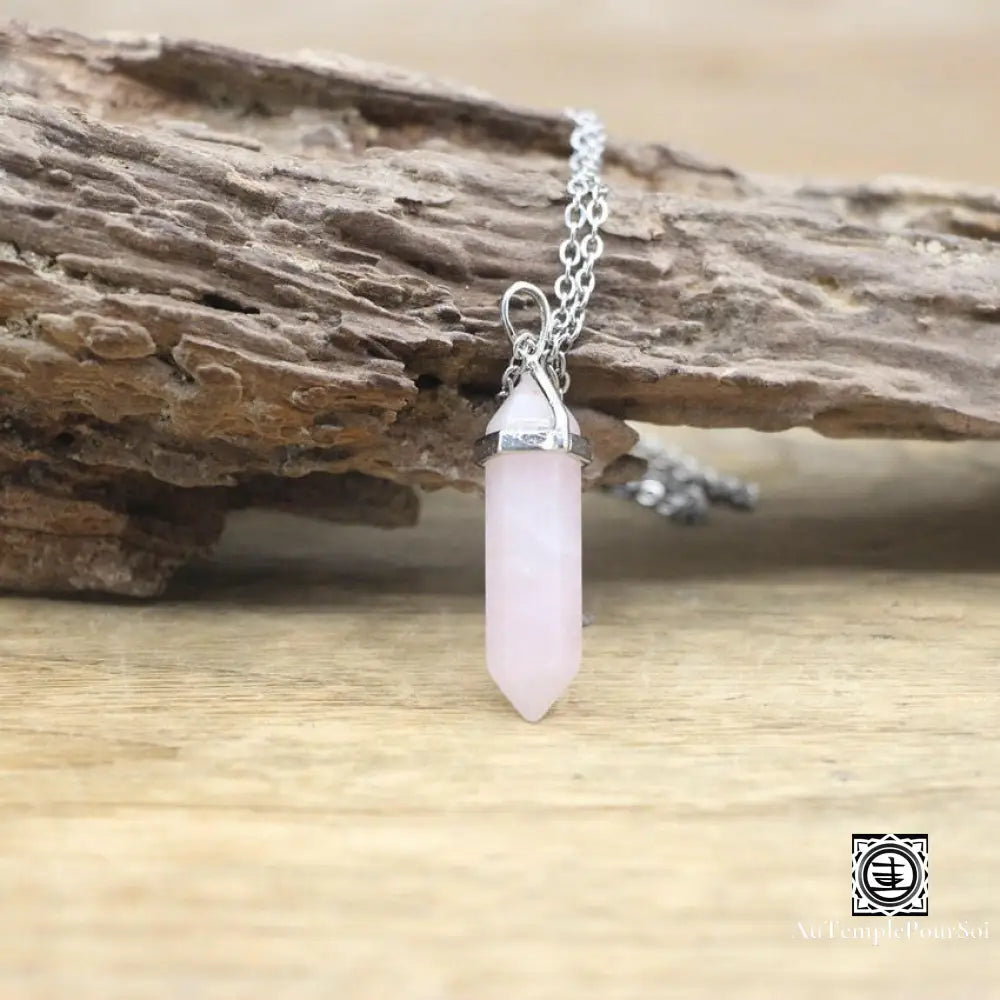 ’Harmonie Céleste’ Pendentif Hexagonal En Pierre Naturelle Quartz Rose Pendentif