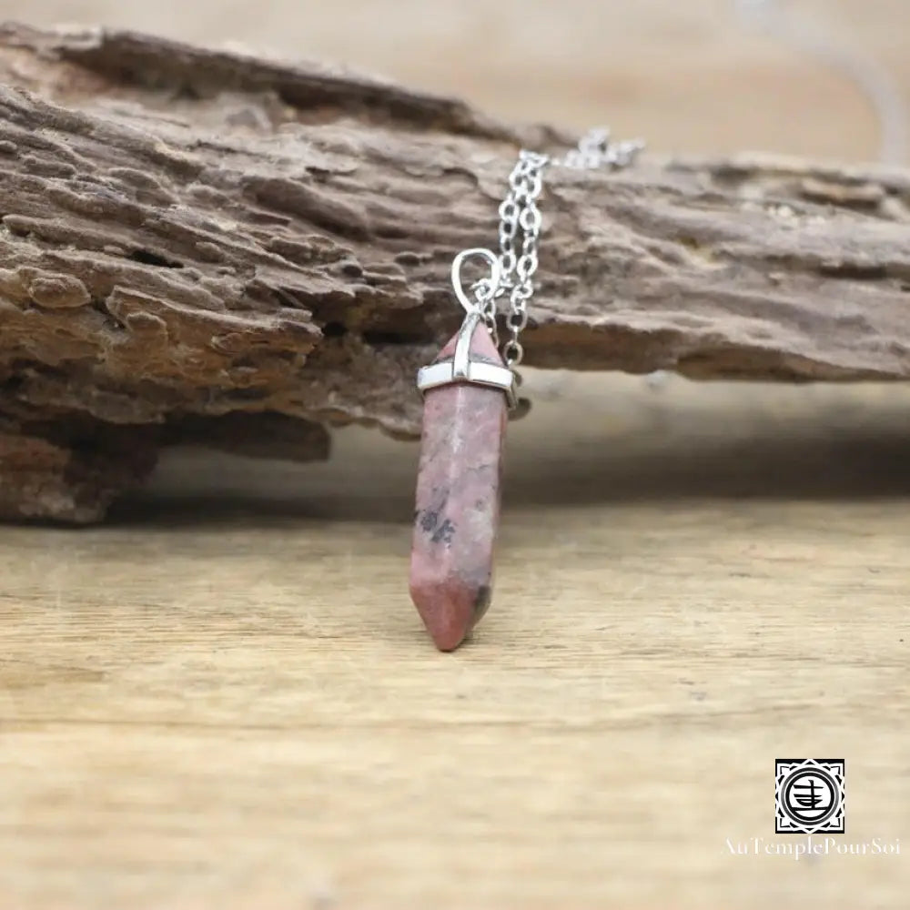 ’Harmonie Céleste’ Pendentif Hexagonal En Pierre Naturelle Rhodonite Pendentif