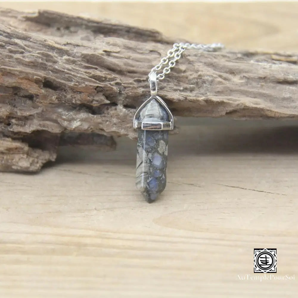 ’Harmonie Céleste’ Pendentif Hexagonal En Pierre Naturelle Rhyolite Pendentif