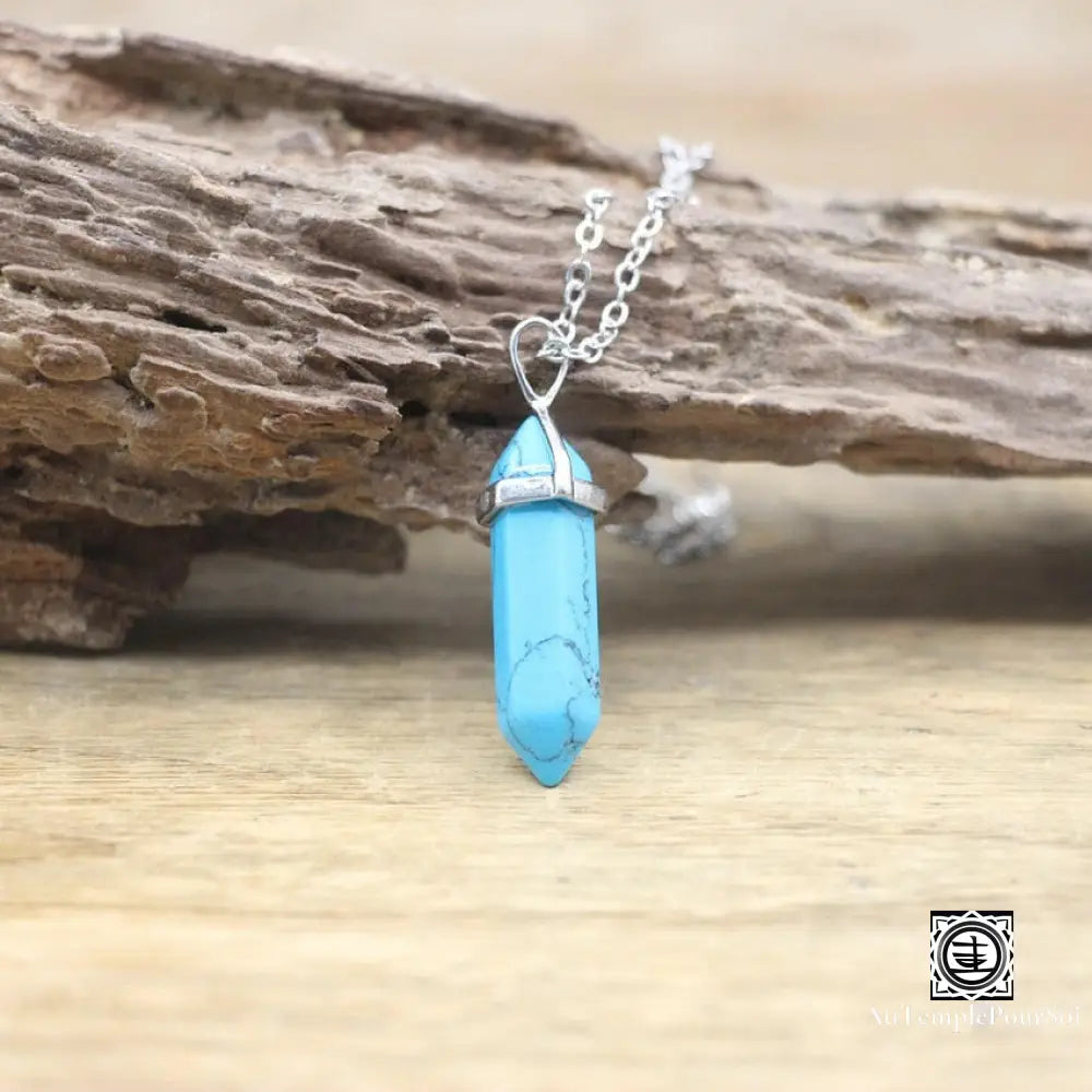 ’Harmonie Céleste’ Pendentif Hexagonal En Pierre Naturelle Turquoise Bleue Pendentif