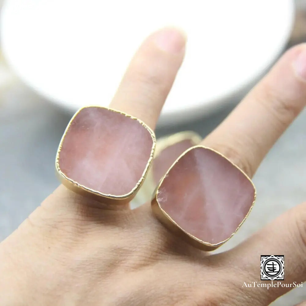 ’Harmonie Du Coeur’ Bague Ajustable En Quartz Rose Bague