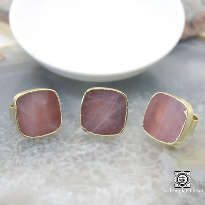 ’Harmonie Du Coeur’ Bague Ajustable En Quartz Rose Bague