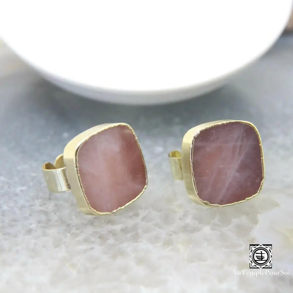 ’Harmonie Du Coeur’ Bague Ajustable En Quartz Rose Bague