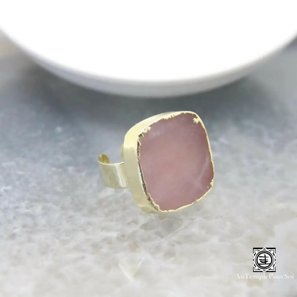 ’Harmonie Du Coeur’ Bague Ajustable En Quartz Rose Bague