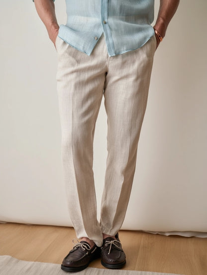 "Esperance" Pantalon en Lin Beige