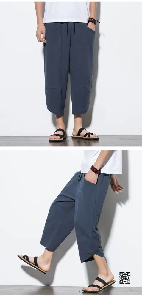 ’Jiajing’ Pantalon En Lin Et Coton Bas-Homme