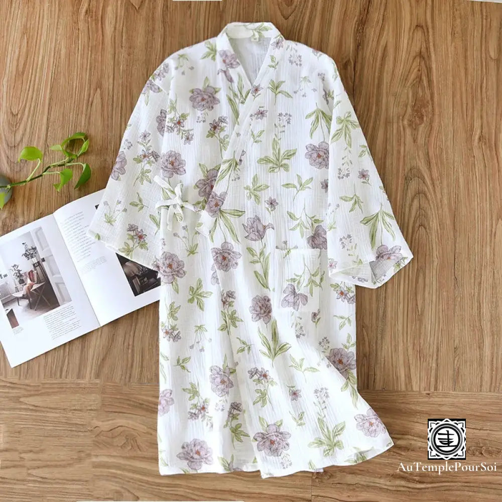 Kimono En Coton-Lin - Douceur Pastorale Et Élégance Naturelle