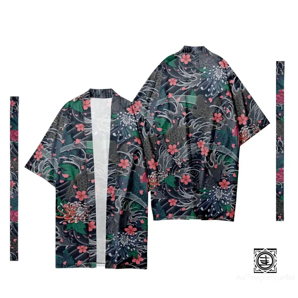 Kimono ’Jardin Nocturne’ – Élégance Florale Dans Un Voile De Mystère