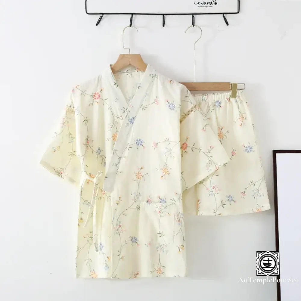 ’Kozou’ Pyjama Kimono Floral En Coton - Légèreté Et Fraîcheur Pour Les Nuits D’été