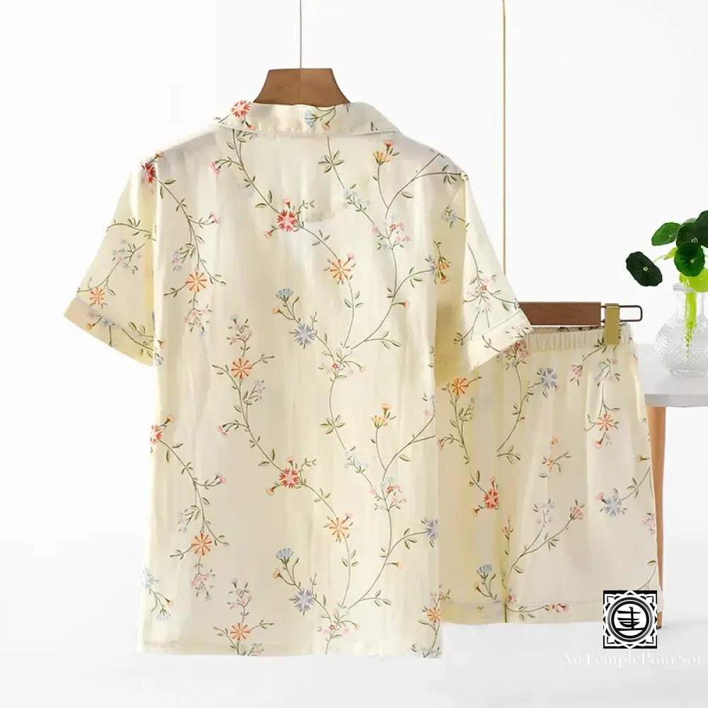 ’Kozou’ Pyjama Kimono Floral En Coton - Légèreté Et Fraîcheur Pour Les Nuits D’été