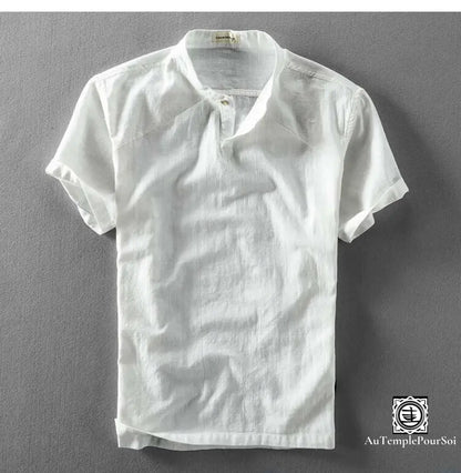 ’Légèreté’ Chemise En Lin À Manches Courtes Blanc / M Homme