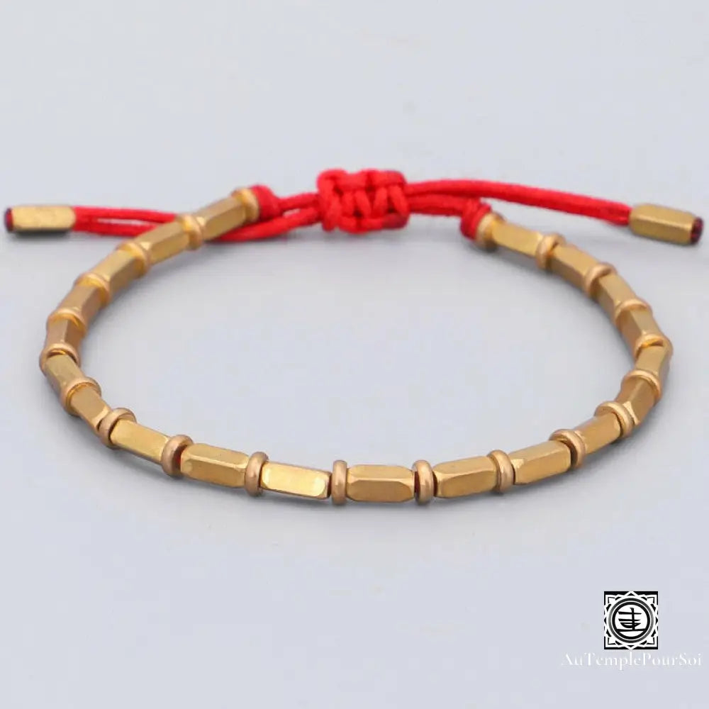 ’Lumière De Cuivre’ Bracelet Porte - Bonheur En Perle Cuivre Et Fil Jade Rouge Bracelets