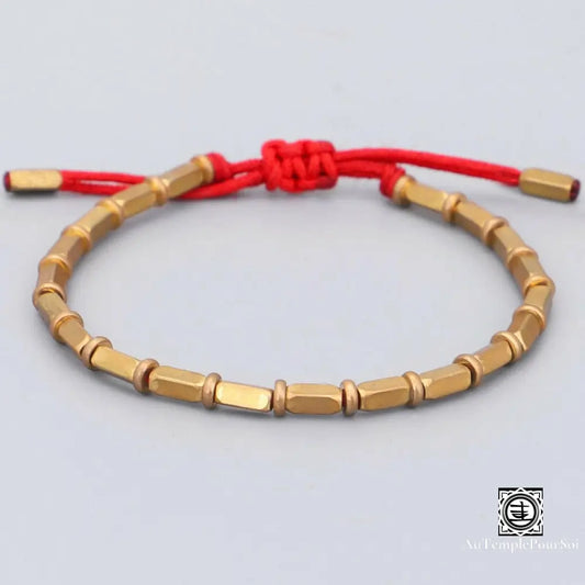 ’Lumière De Cuivre’ Bracelet Porte - Bonheur En Perle Cuivre Et Fil Jade Rouge Bracelets