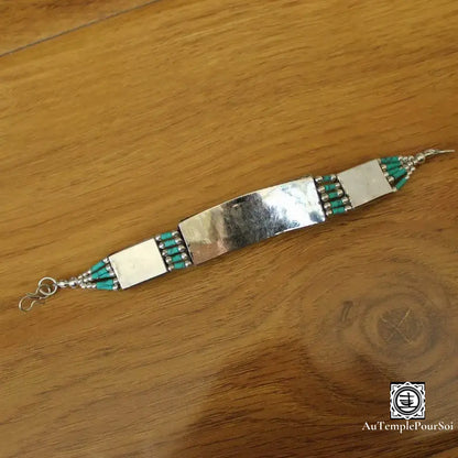 Manchette ’Reflets De Tashilhunpo’ En Cuivre Et Turquoise Bracelet - Tibetain - Premium