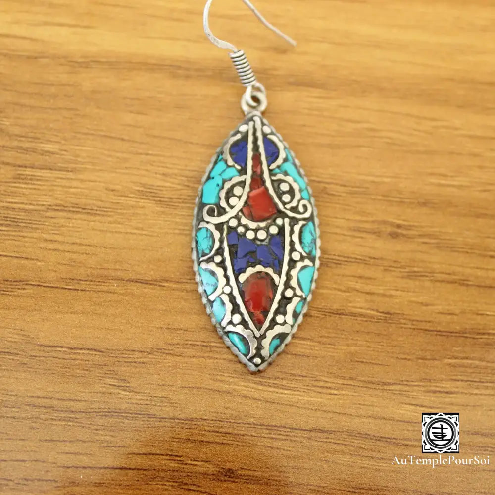 ’Mandala Des Cieux’ - Boucles D’oreilles En Argent Turquoise Et Lapis Lazuli Boucle - Oreille