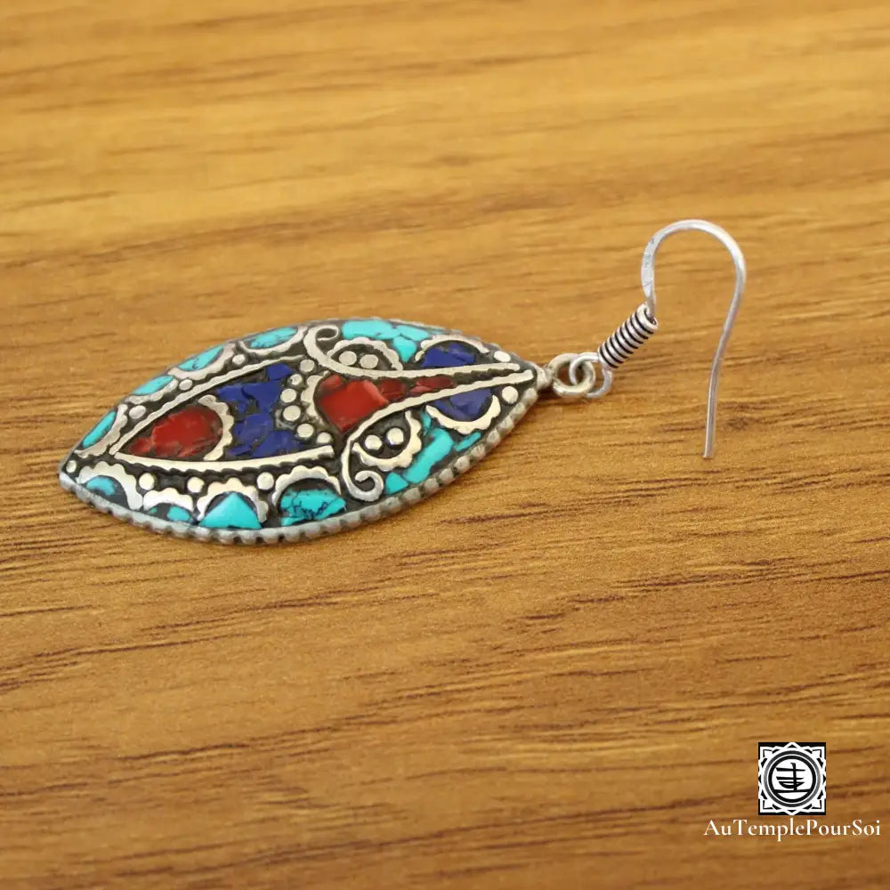 ’Mandala Des Cieux’ - Boucles D’oreilles En Argent Turquoise Et Lapis Lazuli Boucle - Oreille