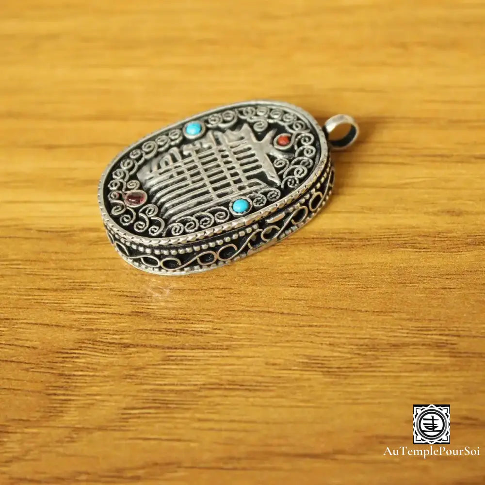 ’Mystique Kalachakra’ - Gau D’argent Tibétain Pendentif - Tibet