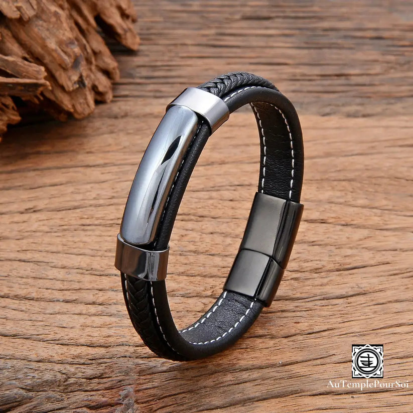 Bracelet en cuir et pierre naturelle