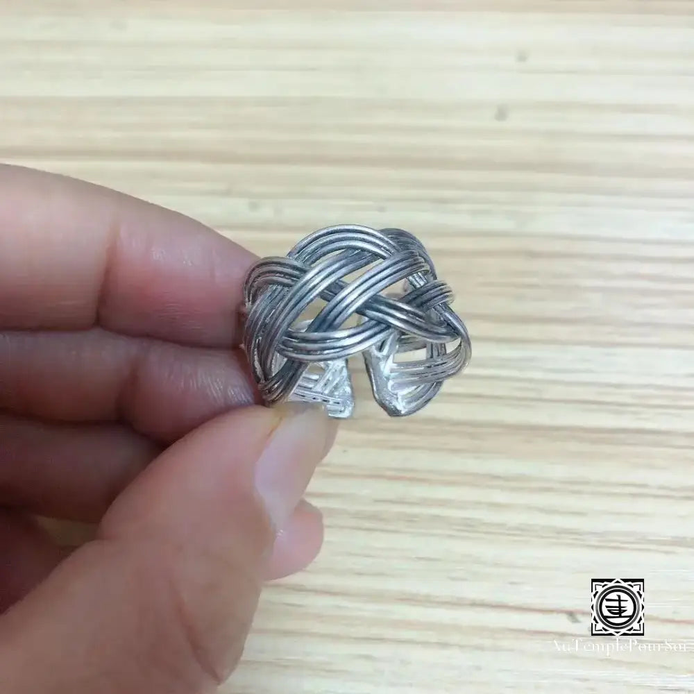 ’Nœud De Gyantse’ - Anneau Tressé En Argent Tibétain Bague - Tibet