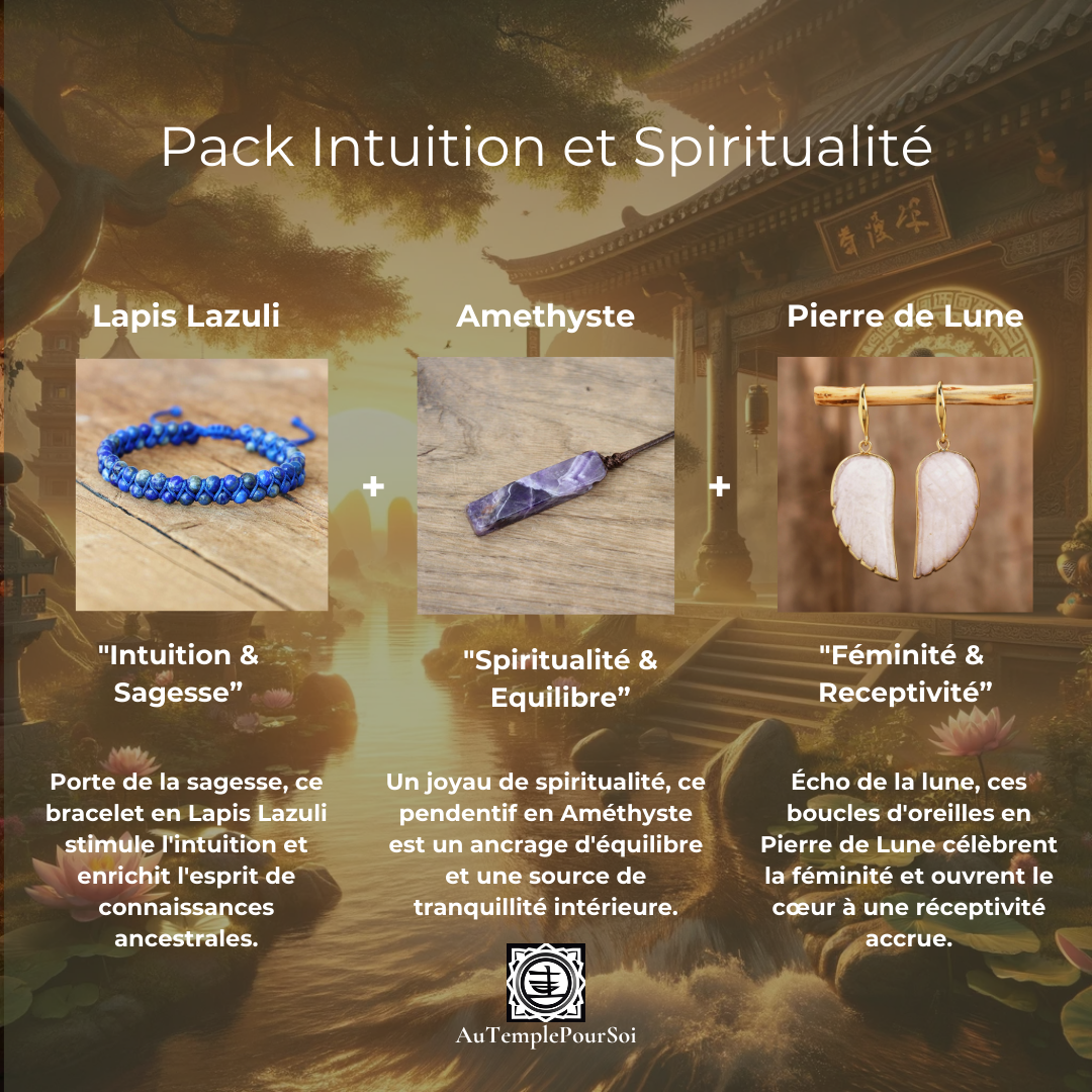 Pack Intuición y Espiritualidad: Lapislázuli, Amatista, Piedra Luna 