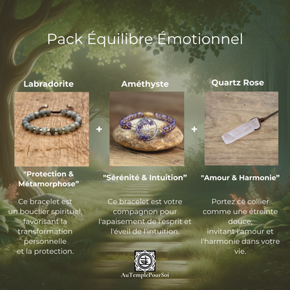 Pack Équilibre Émotionnel : Labradorite, Améthyste, Quartz Rose