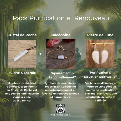 Pack Purification et Renouveau : Cristal de Roche, Calcédoine, Pierre de Lune