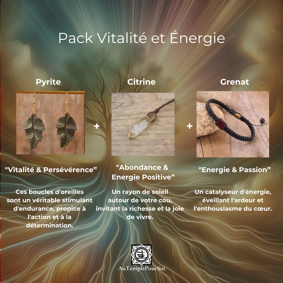 Pack Vitalidad y Energía: Pirita, Citrino, Granate 