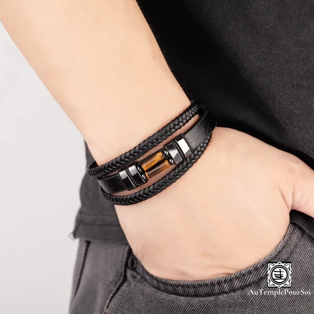 Bracelet Homme en Œil de Tigre - Protection et Courage