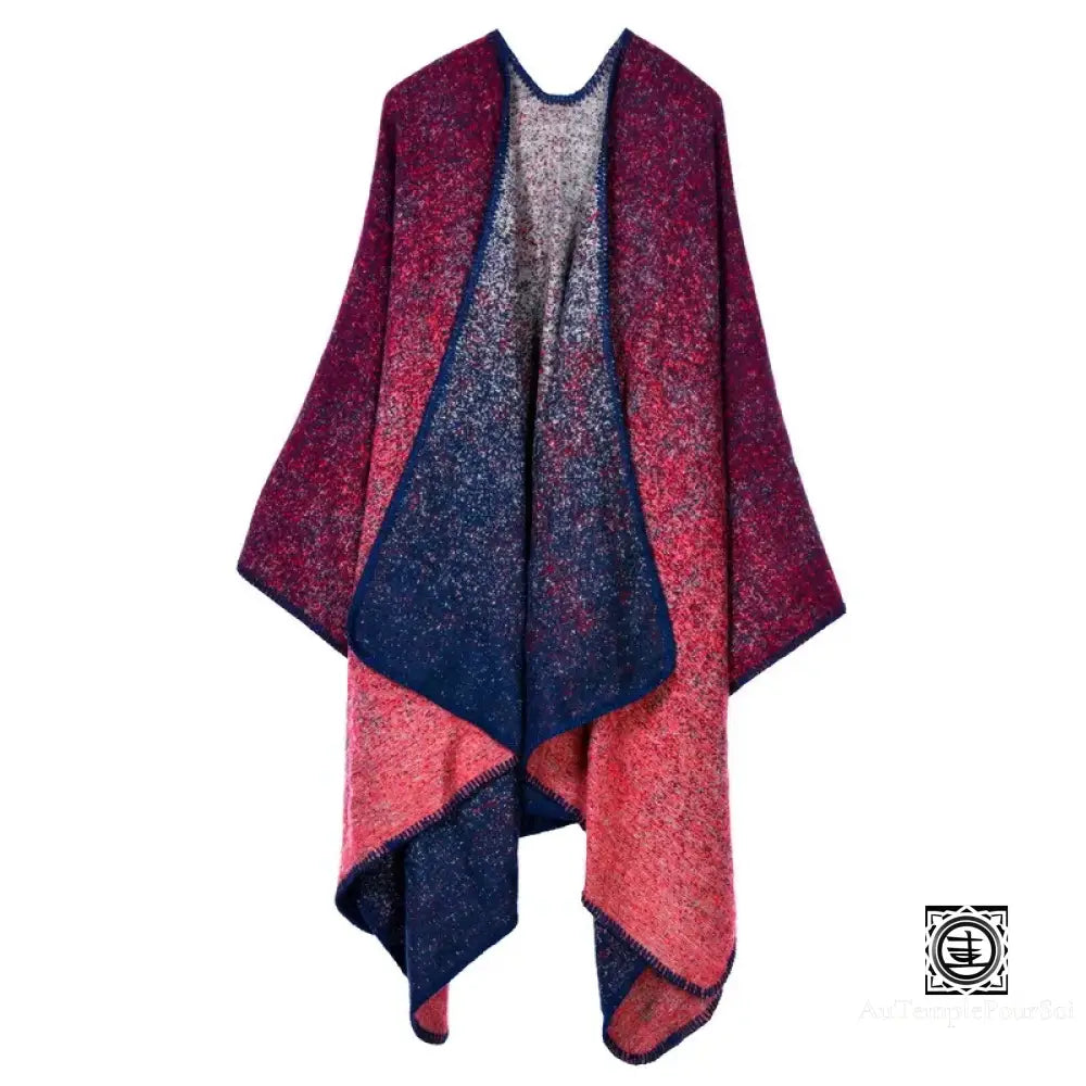 Poncho Tartan En Laine Douce Avec Motifs Géométriques 10 / One Size