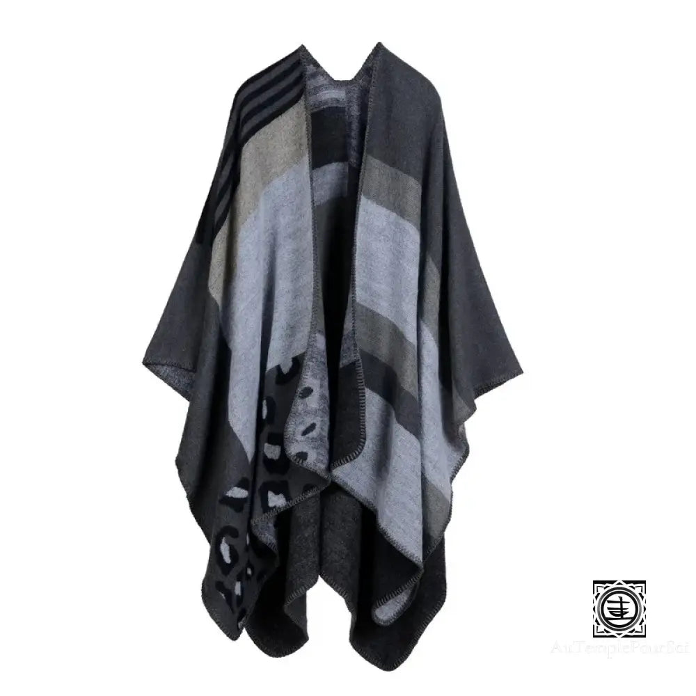 Poncho Tartan En Laine Douce Avec Motifs Géométriques 14 / One Size