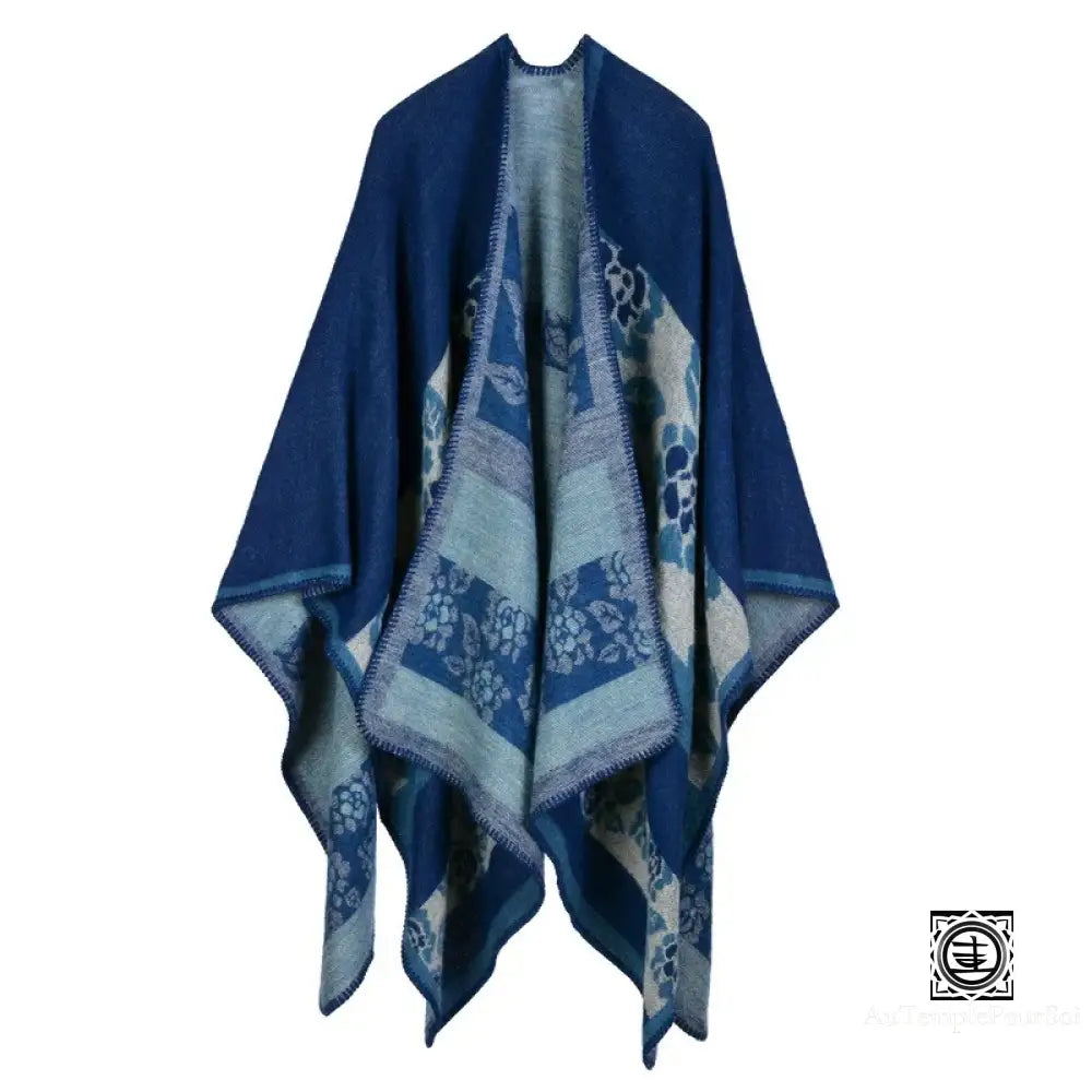 Poncho Tartan En Laine Douce Avec Motifs Géométriques 16 / One Size