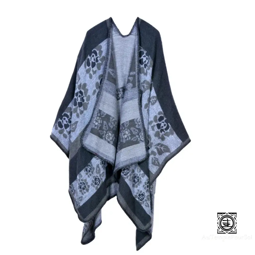 Poncho Tartan En Laine Douce Avec Motifs Géométriques 18 / One Size