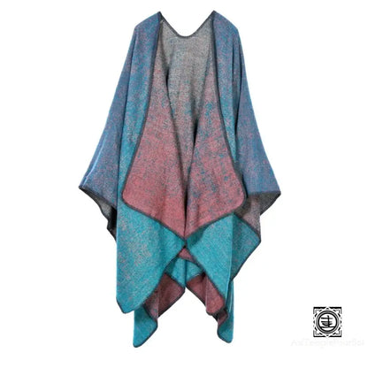 Poncho Tartan En Laine Douce Avec Motifs Géométriques 8 / One Size