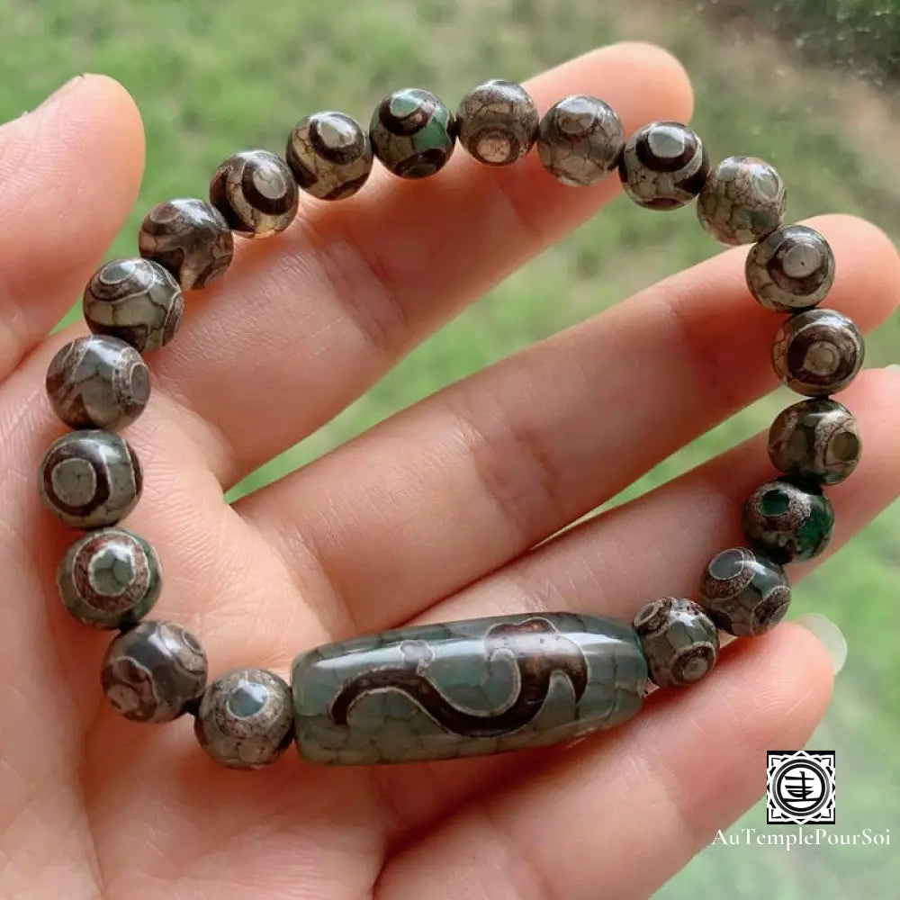 ’Protection Sacrée’ Bracelet En Agate Dzi Ruyi Agate - Dzi