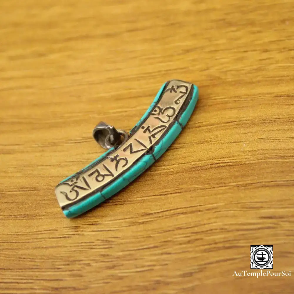 ’Regard Éveillé’ - Pendentif Œil De Bouddha En Laiton Et Turquoise Pendentif - Tibet