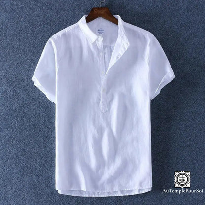 ’Respire’ Chemise En Lin À Manches Courtes Blanc / S Homme