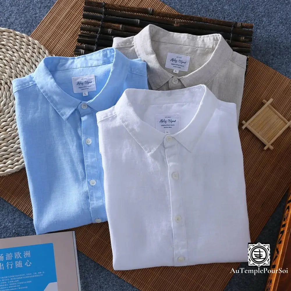 ’Respire’ Chemise En Lin À Manches Courtes Homme