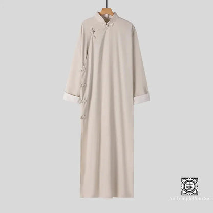 Robe Longue Traditionnelle En Coton Et Lin – Élégance Zen Unisexe