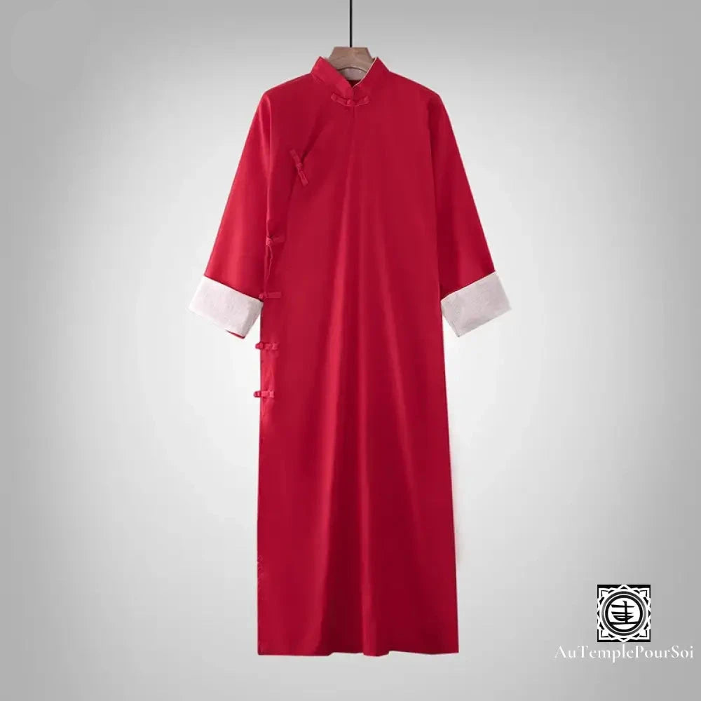 Robe Longue Traditionnelle En Coton Et Lin – Élégance Zen Unisexe