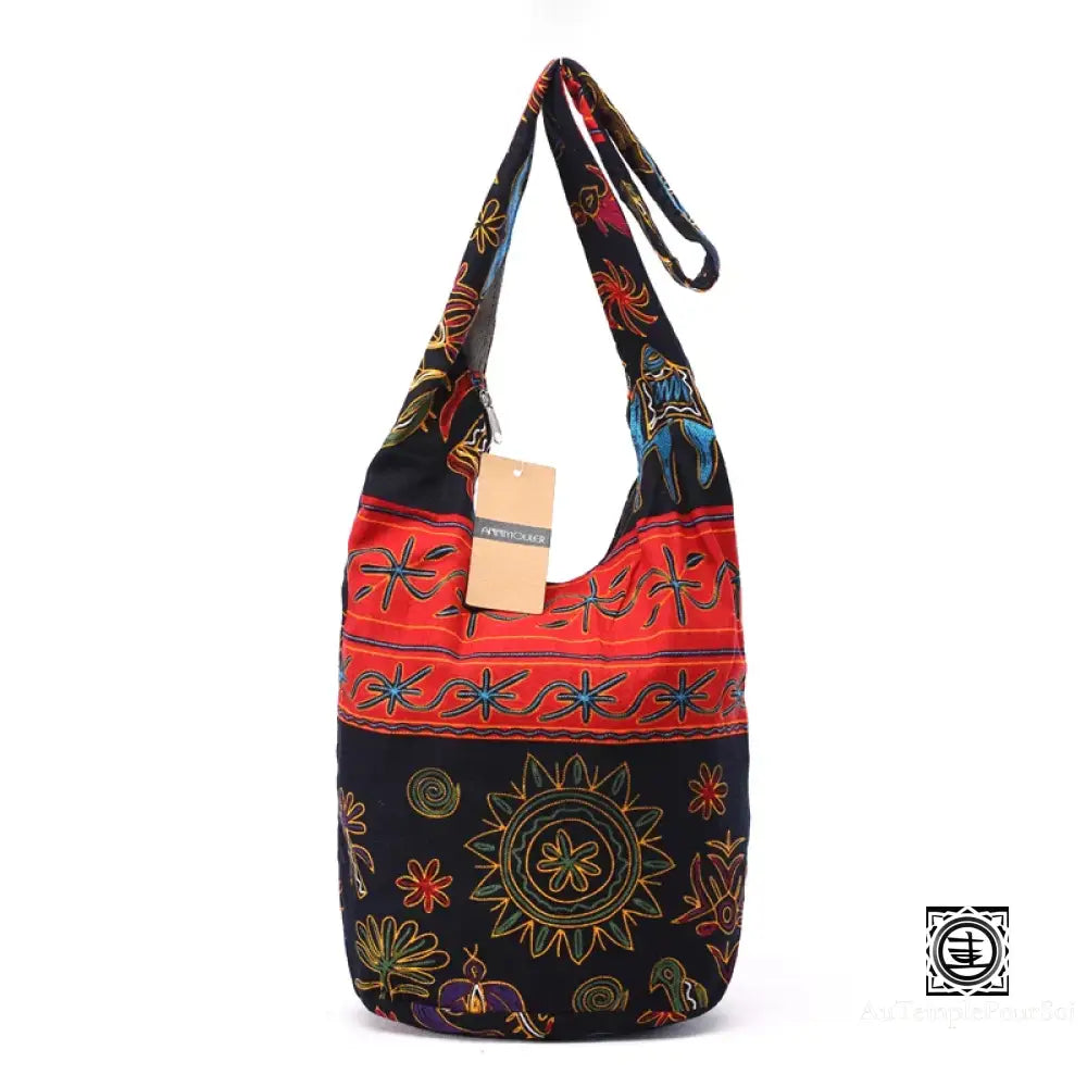 Sac Bandoulière Ethnique en Tissu Tissé Élégance Bohème – Au
