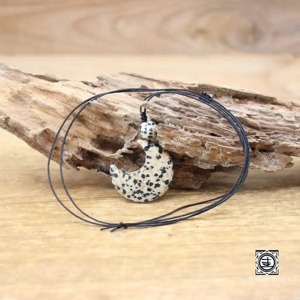 ’Sérénité Astrale’ Pendentif En Pierre Naturelle Jaspe Dalmatien Pendentif