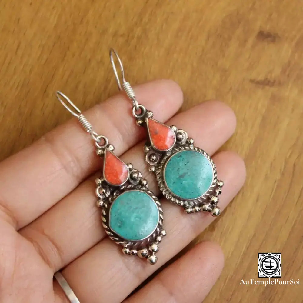 ’Soleil Levant De Bodnath’ - Boucles D’oreilles Terre Et Ciel Boucle - Oreille - Tibetain