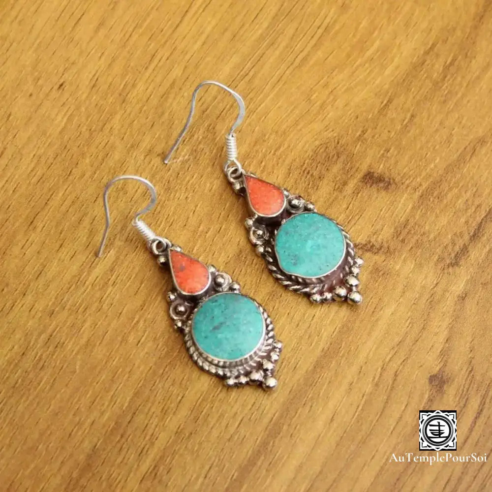 ’Soleil Levant De Bodnath’ - Boucles D’oreilles Terre Et Ciel Boucle - Oreille - Tibetain