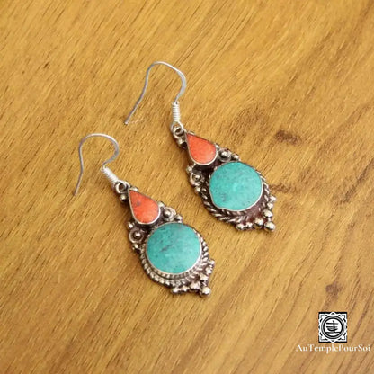 ’Soleil Levant De Bodnath’ - Boucles D’oreilles Terre Et Ciel Boucle - Oreille - Tibetain